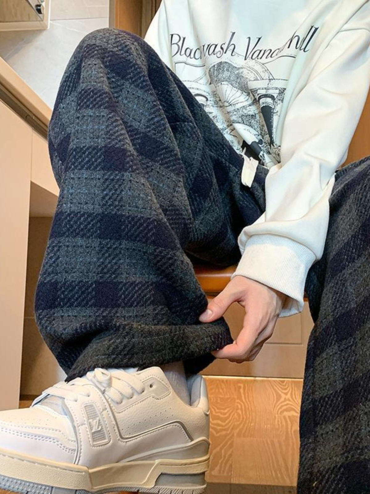 Wide Leg Plaid Pants