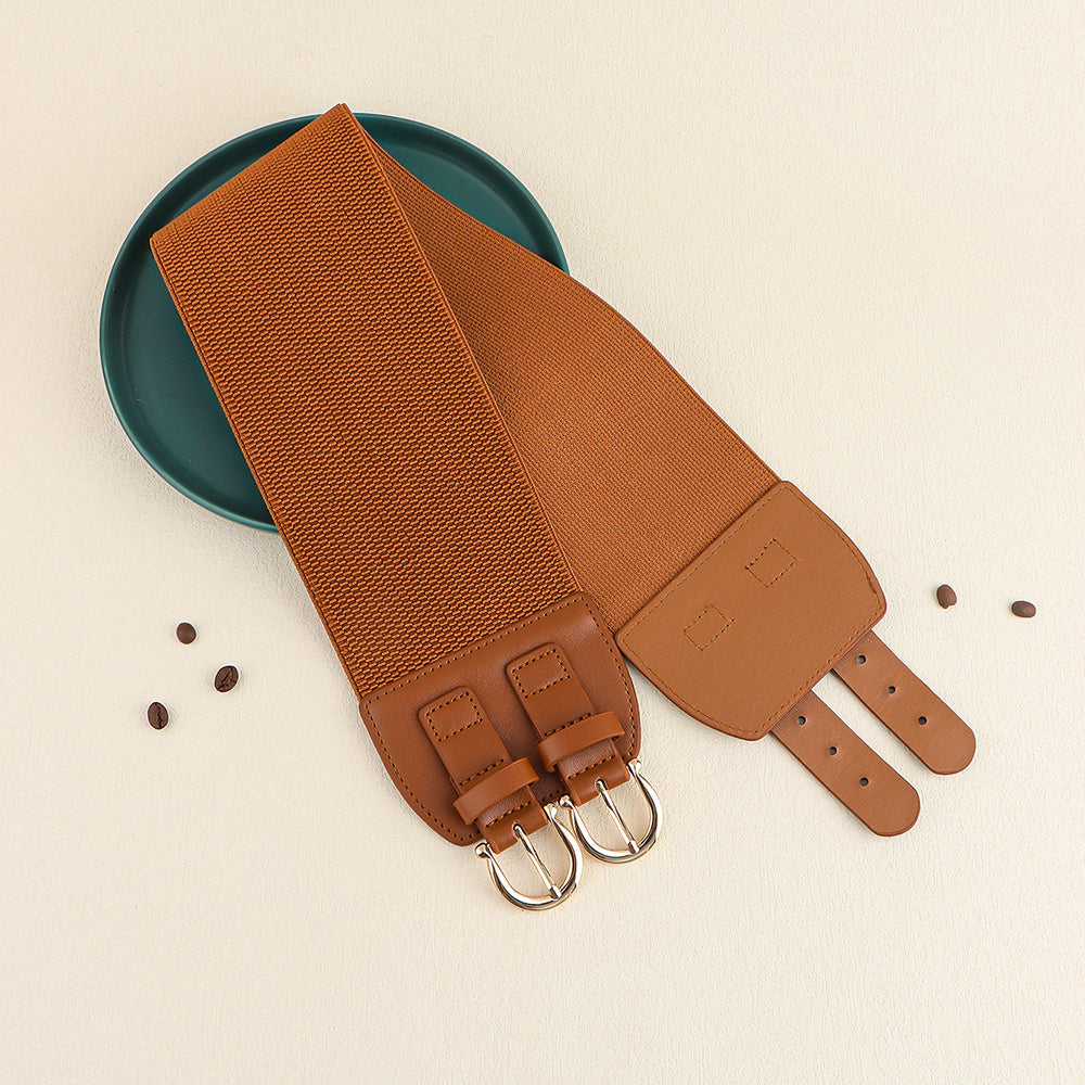 Retro Needle Buckle Waist Elastic Wide Belt