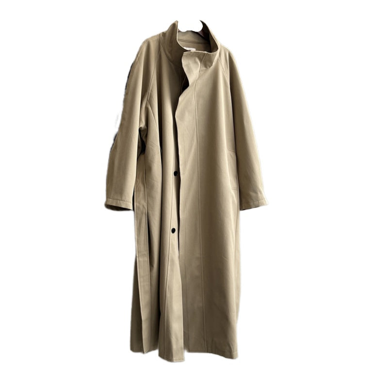 Straight Collar Mid-length Trench Coat