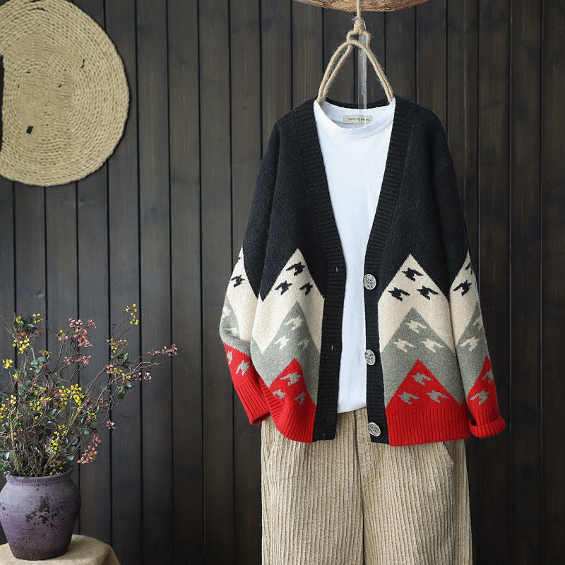 Retro Cardigan Jacket Knitted Loose Korean Style