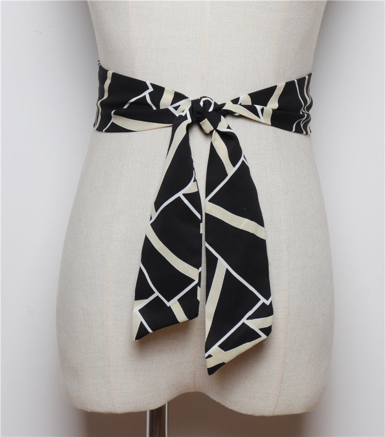 Removable Silk Scarf Stitching Belt Decoration