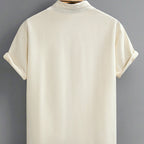 Breathable Casual Band Collar Imprinted Shirt