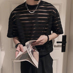 Short Sleeve Thin Mesh-Lined T-shirt