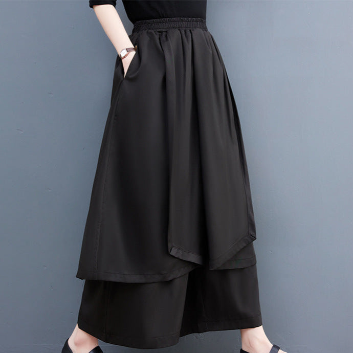 Japanese Style Pant Skirt - Cropped Wide-leg