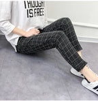 Nine points harem plaid casual pants