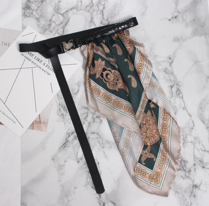 Vintage fashion attached scarf belt