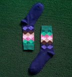 Colored diamond  long socks