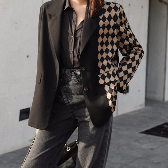 Paneled Pattern Design Suit Jacket