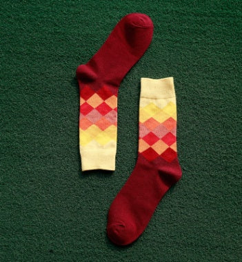 Colored diamond  long socks