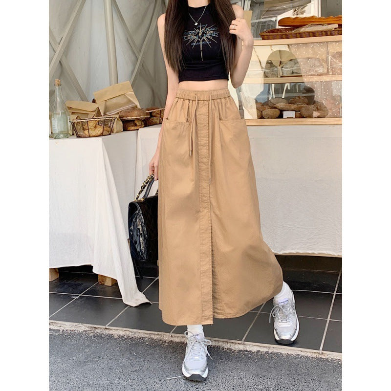 Korean Style Cotton Midi Skirt