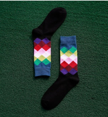 Colored diamond  long socks