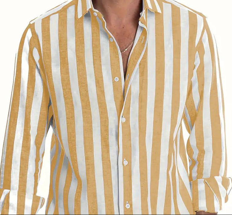 Striped Casual Long-sleeved Print Shirt