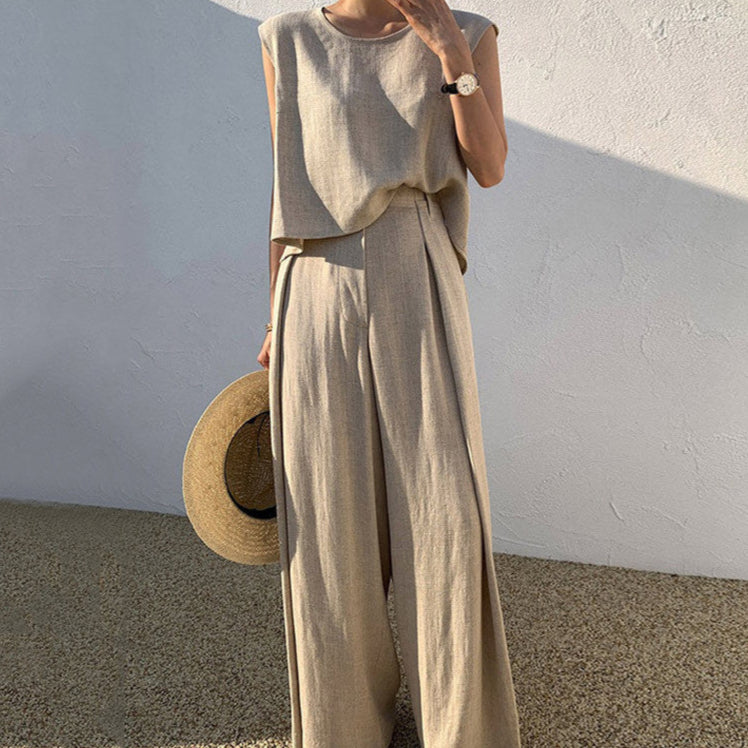Casual Loose Two-piece Linen Suit