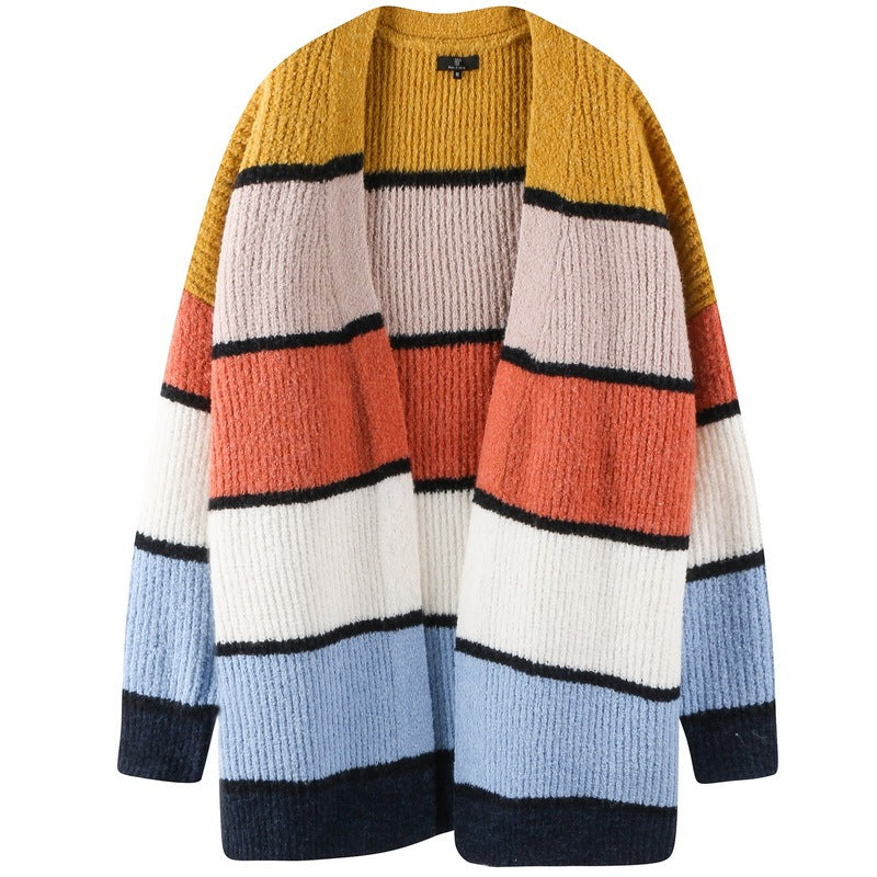 Color Stacked Open Long Cardigan