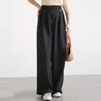 Asymmetric Belt High-Waist Slacks