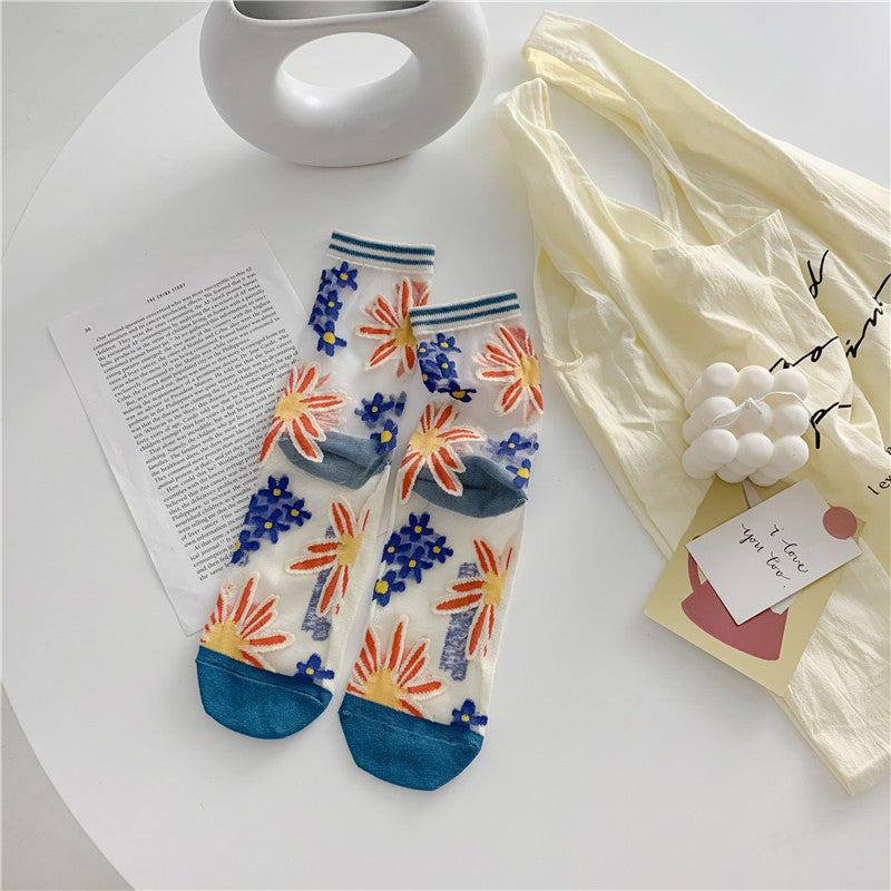 Retro Japanese Glass Silk Socks