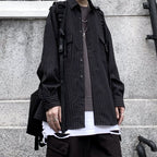 Retro Strap Striped Long-sleeved Loose Shirt