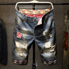 Retro Patchwork Distressed Shorts