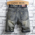 Retro Patchwork Distressed Shorts
