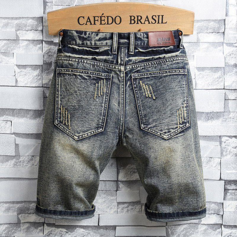 Retro Patchwork Distressed Shorts