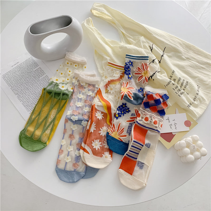 Retro Japanese Glass Silk Socks