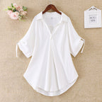 Flared V-Neck Loose Chiffon Blouse
