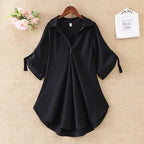 Flared V-Neck Loose Chiffon Blouse