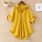 Flared V-Neck Loose Chiffon Blouse