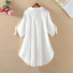 Flared V-Neck Loose Chiffon Blouse
