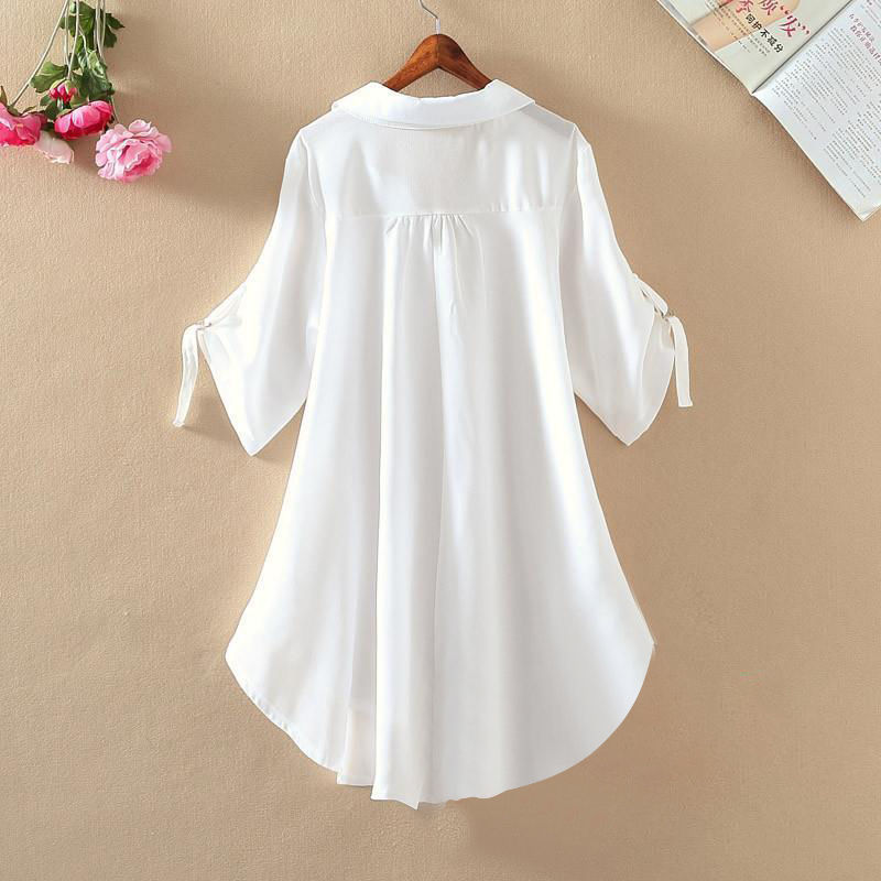 Flared V-Neck Loose Chiffon Blouse