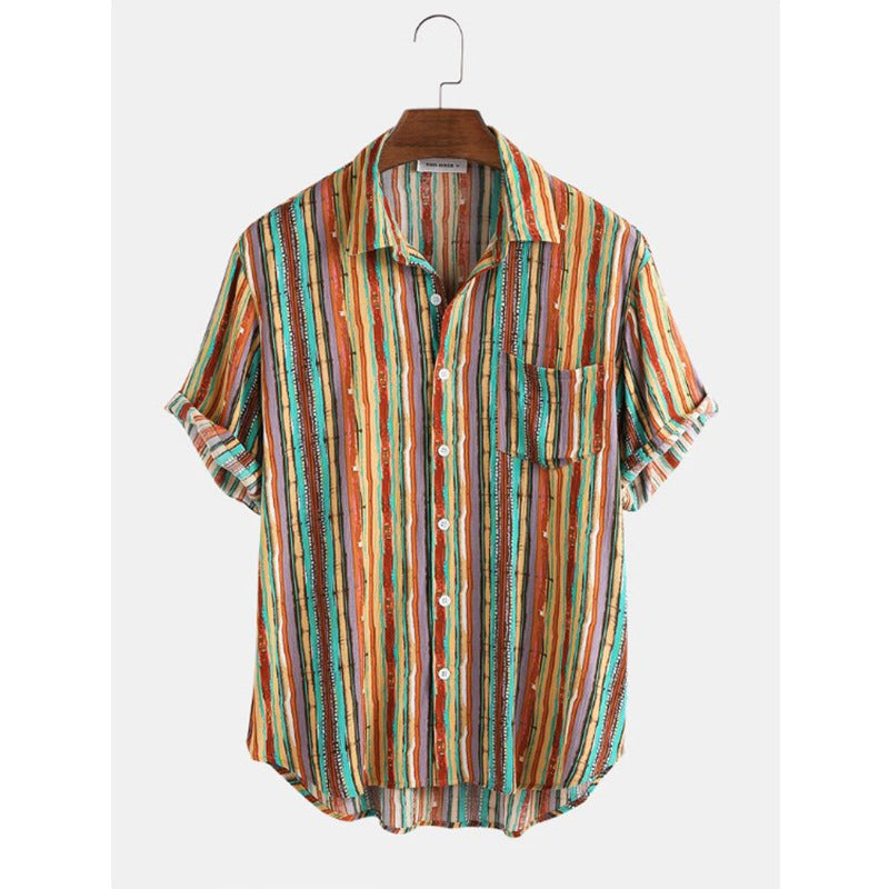 Colorful Striped Short Sleeve Shirt