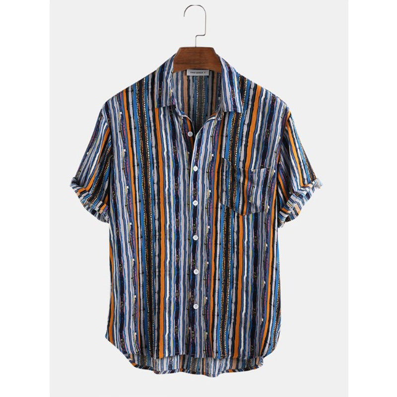 Colorful Striped Short Sleeve Shirt