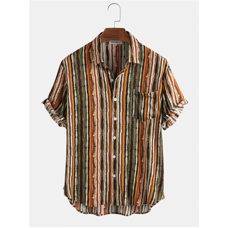 Colorful Striped Short Sleeve Shirt