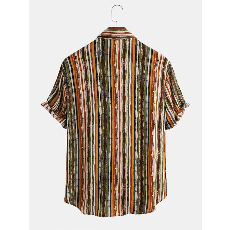 Colorful Striped Short Sleeve Shirt