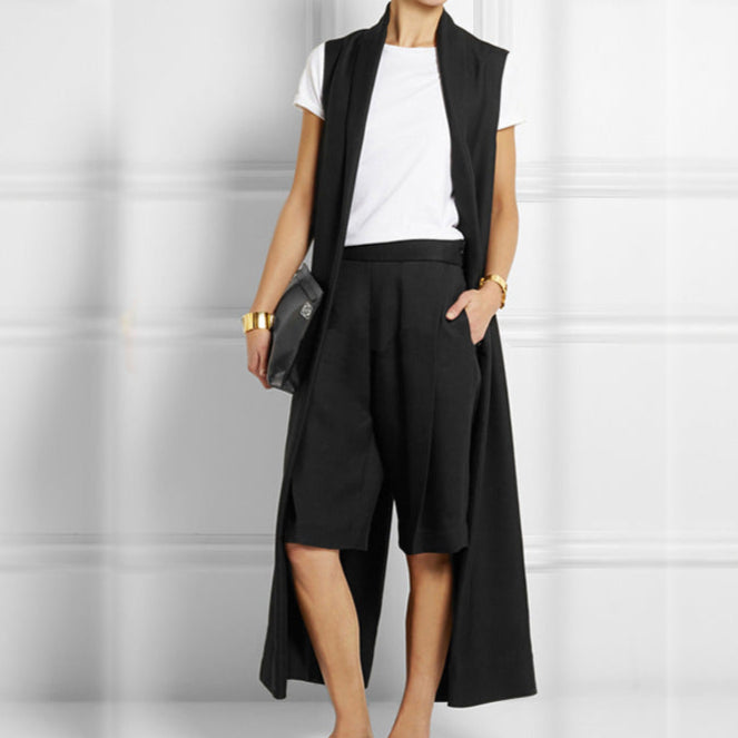 Open Long Back Split Vest