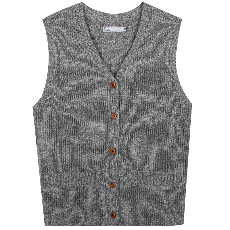 Vintage mixed grey knit vest