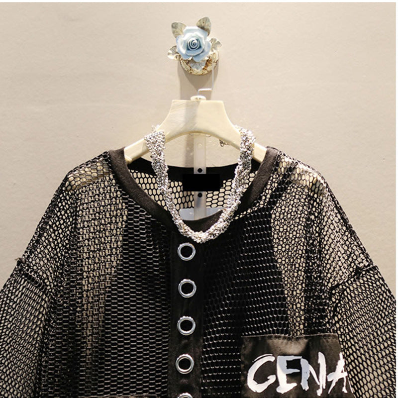 Mesh Oversized Graphic Overshirt