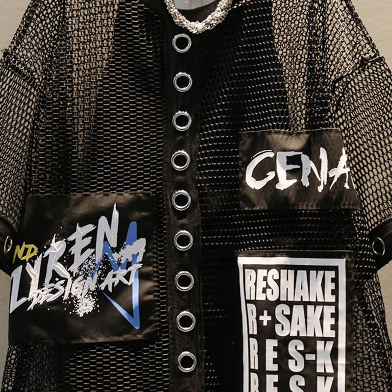 Mesh Oversized Graphic Overshirt