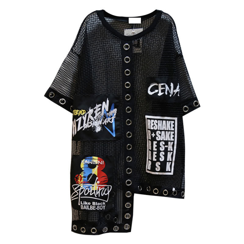 Mesh Oversized Graphic Overshirt