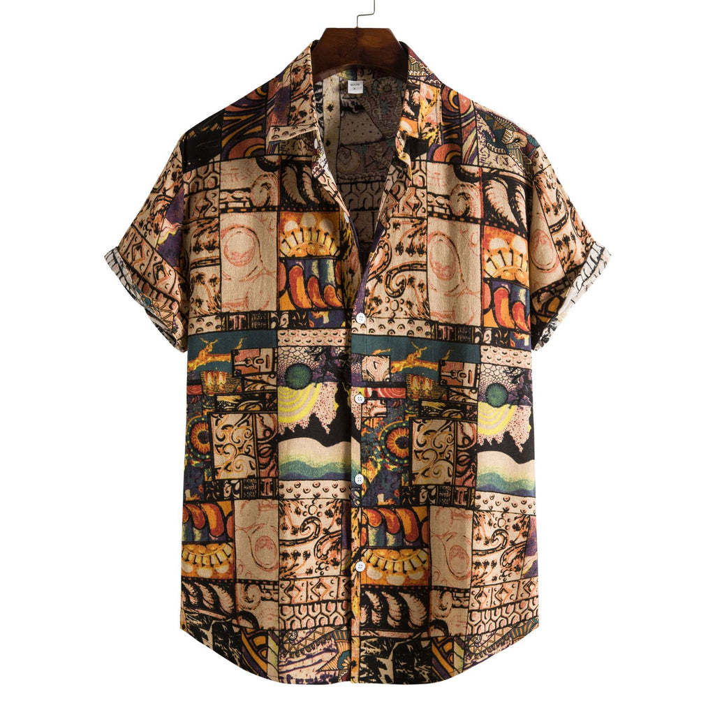 Natural Patterns Print Button Up Shirt