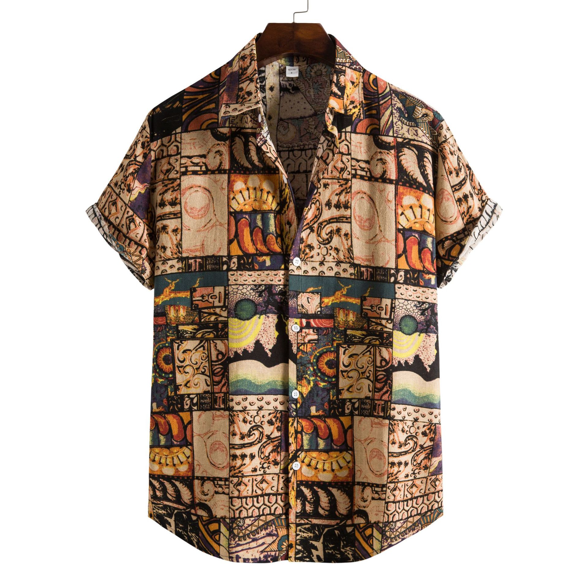 Natural Patterns Print Button Up Shirt