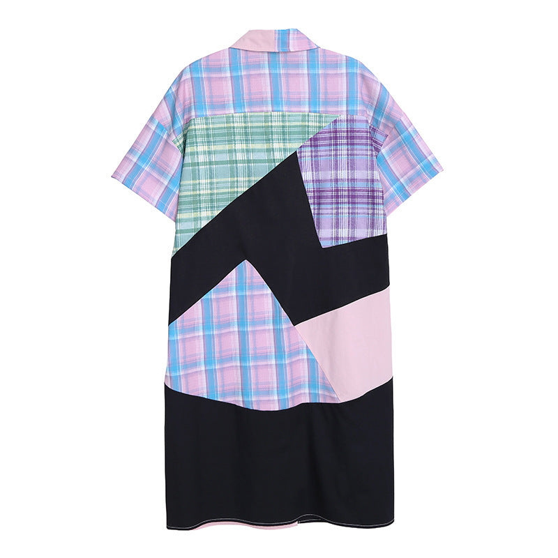 Plaid Short Sleeve Long Shirt / ShirtDress
