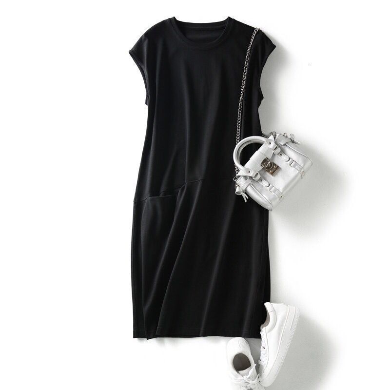Slim solid color T-shirt/dress