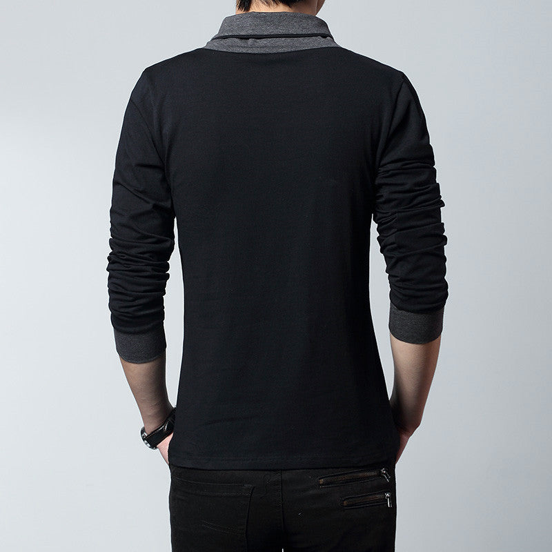 Layered Collar Sleek Long-Sleeved t-Shirt