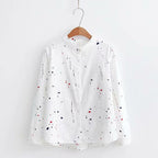 Simple Paint Splatter Band-collar long sleeve shirt
