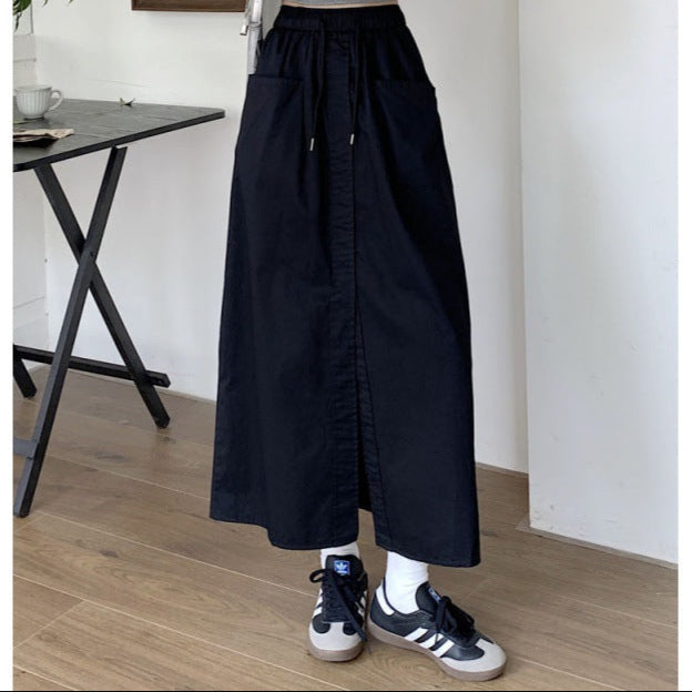 Korean Style Cotton Midi Skirt