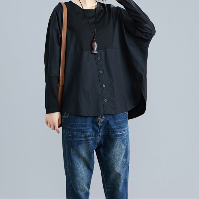 Retro Batwing Sleeve Loose Size T-shirt