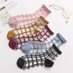 Ultra-thin Transparent & Plaid Japanese Style Socks