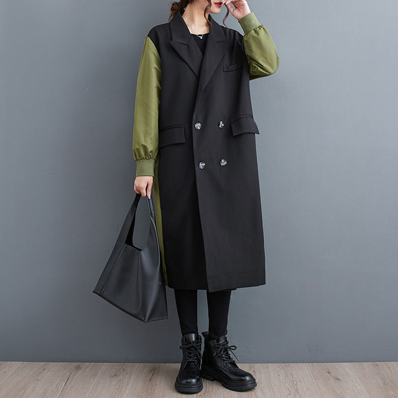 Double-layer Suit Collar Trench Coat