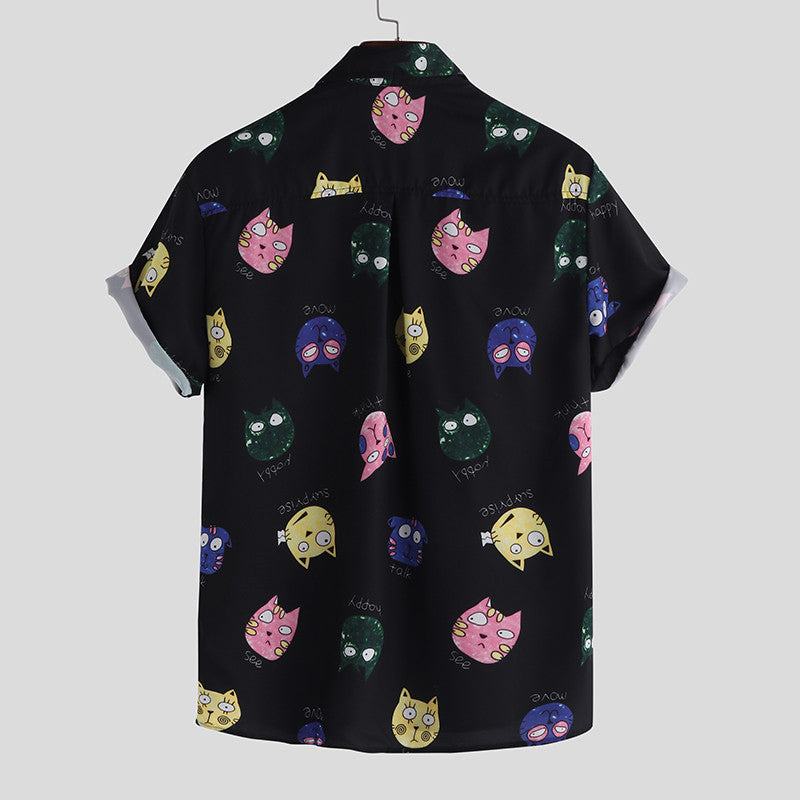 Cat Mood Print Shirt